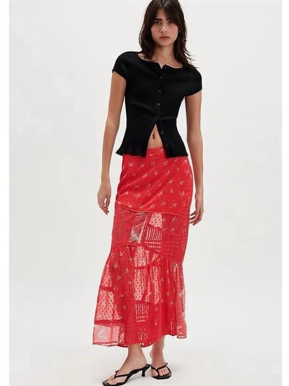 Free People Daniella Lace Maxi Skirt